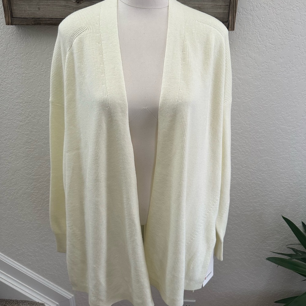 Lululemon Side slit Cream Open‎ Front Women's Sweater Wrap size 10 NWT